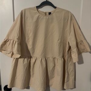 SHEIN Cream Blouse with Pearl Button